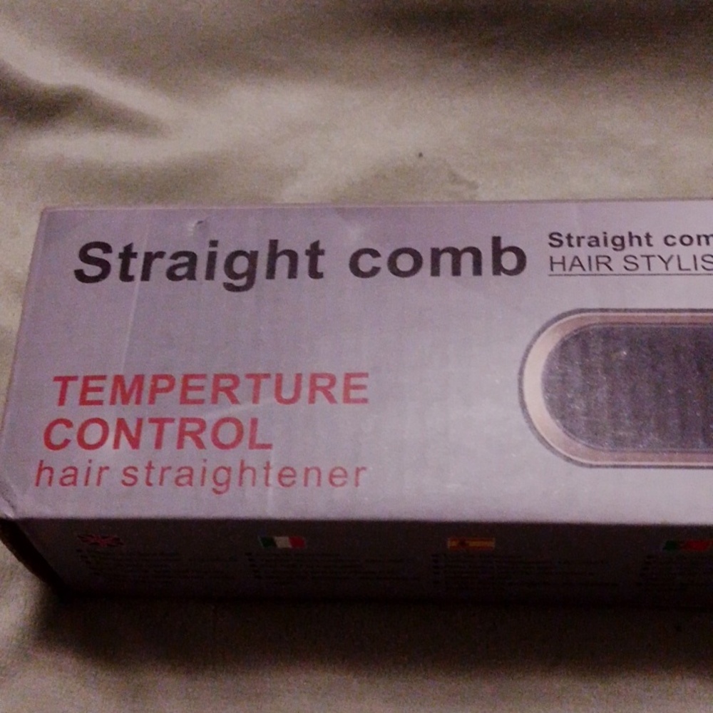 Straight Comb Hair Straightener NIB- White and Gold TEMP control
